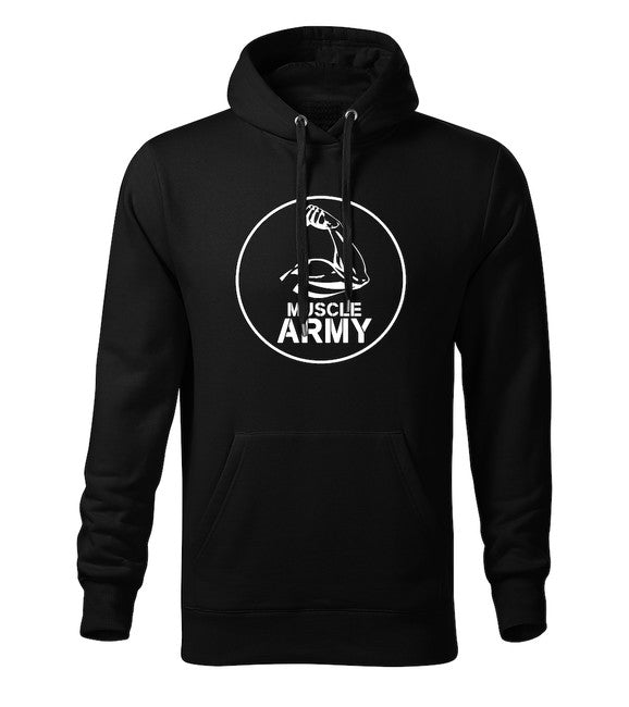 DRAGOWA muški muscle army biceps pulover s kapuljačom 320 g/m², crni
