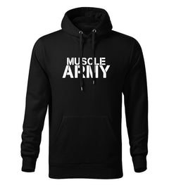 DRAGOWA muscle army muški pulover s kapuljačom 320 g/m², crni
