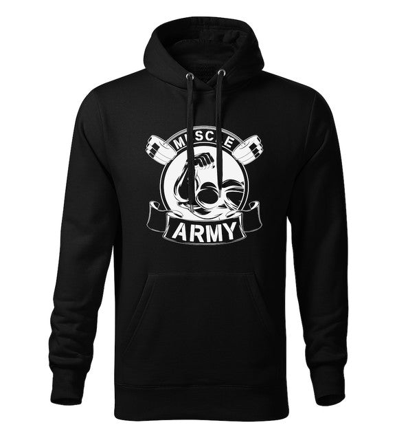 DRAGOWA muški muscle army pulover s kapuljačom original 320 g/m², crni