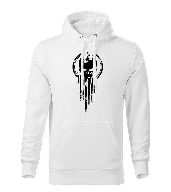 DRAGOWA skull muški pulover s kapuljačom 320 g/m², bijeli