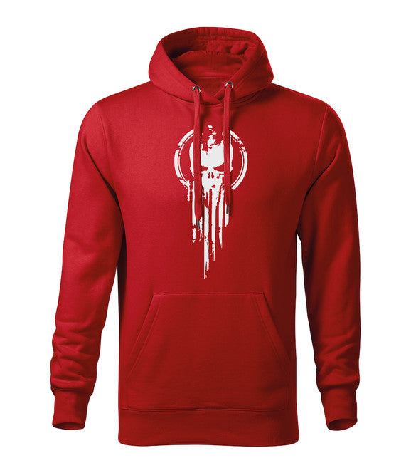 DRAGOWA skull muški pulover s kapuljačom 320 g/m², crveni