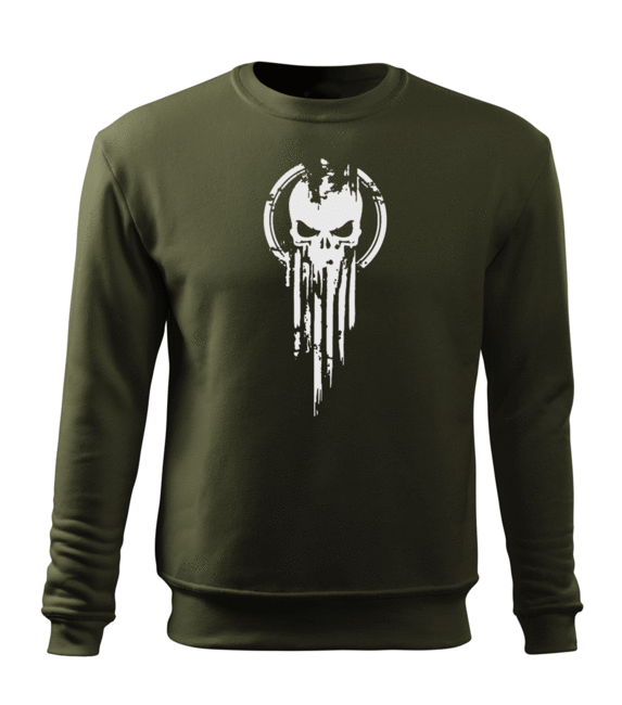 DRAGOWA skull muški pulover 300 g/m², maslinasto zeleni