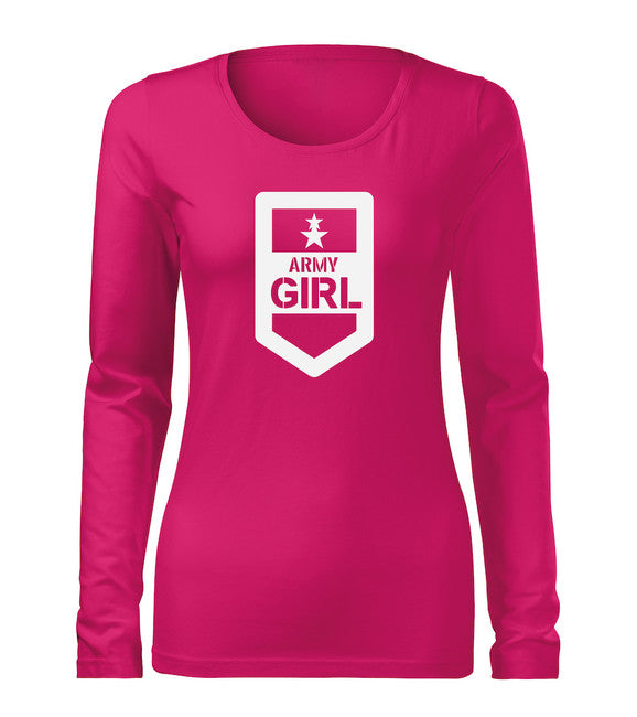 DRAGOWA Slim ženska army girl majica s dugim rukavom 160 g/m², ružičasta