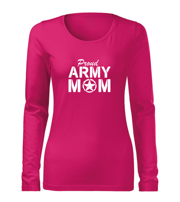 DRAGOWA Slim ženska army mom majica s dugim rukavom 160 g/m², ružičasta