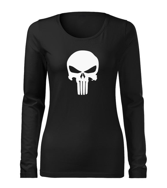 DRAGOWA Slim ženska majica s dugim rukavom punisher 160 g/m², crna