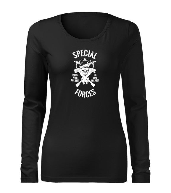 DRAGOWA Slim ženska majica s dugim rukavom special forces 160 g/m², crna