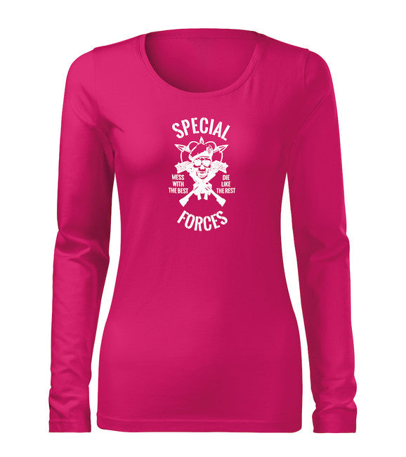 DRAGOWA Slim ženska majica s dugim rukavom special forces 160 g/m², ružičasta
