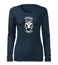 DRAGOWA Slim ženska majica s dugim rukavom special forces 160 g/m², tamnoplava