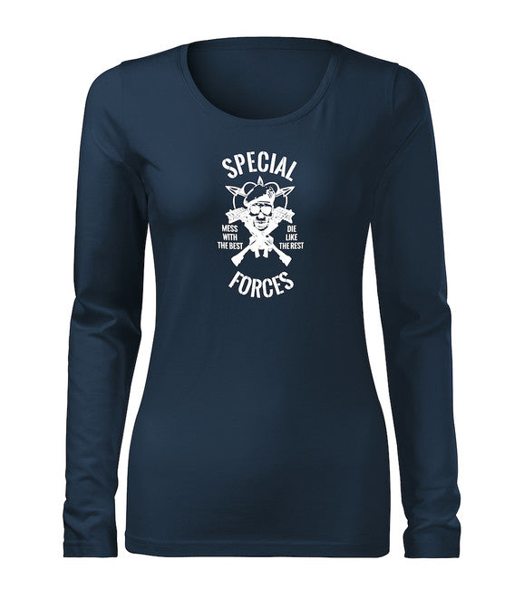 DRAGOWA Slim ženska majica s dugim rukavom special forces 160 g/m², tamnoplava