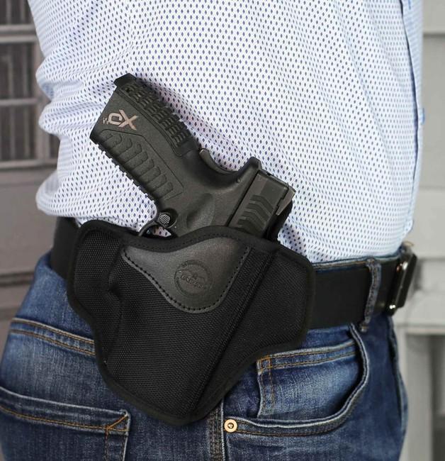Falco Mayer otvorena pancake futrola na remen OWB najlonska Glock 19, crna desna