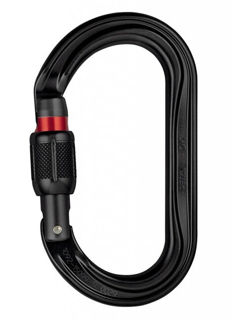 Petzl SCREW LOCK karabiner ovalan s vijčanom zaštitom, crn