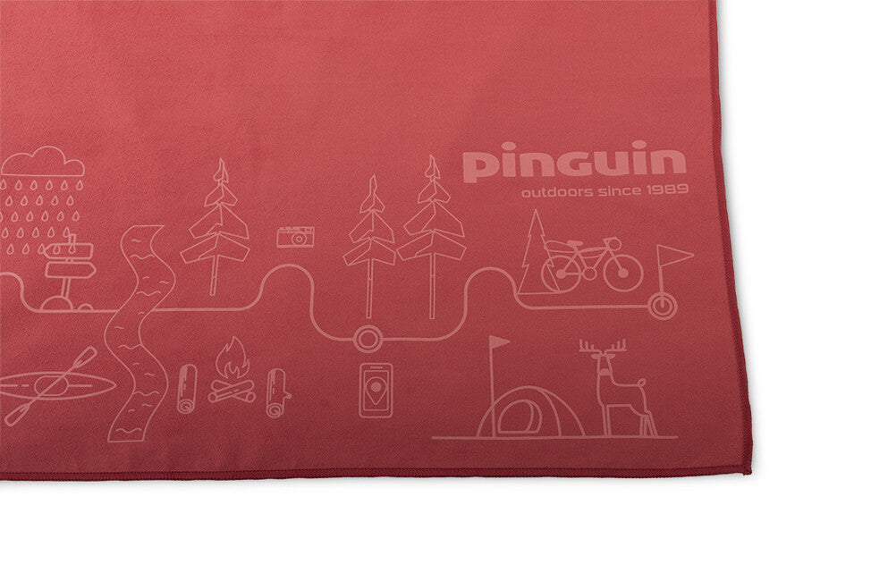 Pinguin Micro towel Map ručnik 40 x 40 cm, crveni