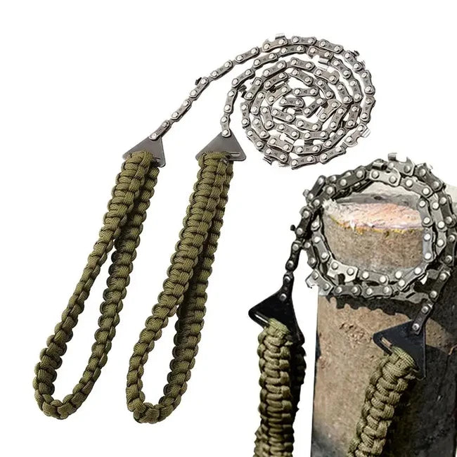 DRAGOWA Tactical Wander džepna lančana pila s paracord ručkom, zelena