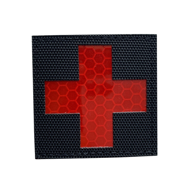 WARAGOD Reflective Fabric Cross Medic našivak Patch Black and Red, crni i crveni