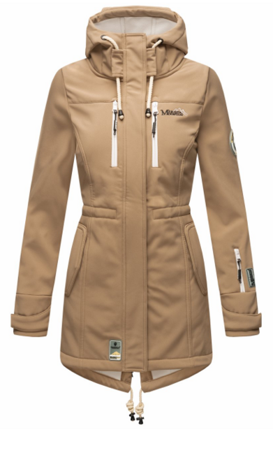 Marikoo ZIMTZICKE ženska softshell jakna zimska s kapuljačom, Taupe grey