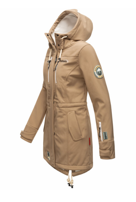 Marikoo ZIMTZICKE ženska softshell jakna zimska s kapuljačom, Taupe grey