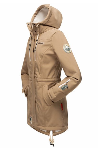 Marikoo ZIMTZICKE ženska softshell jakna zimska s kapuljačom, Taupe grey