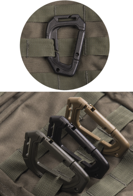 Mil-Tec MOLLE karabiner plastični taktički, crni 2 kom