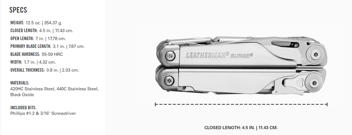 Leatherman SURGE multitool, Black