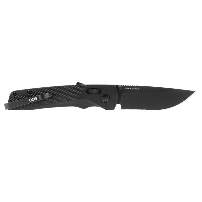 SOG FLASH AT sklopivi nož - Blackout - Partially Serrated