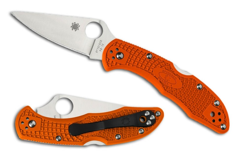 Spyderco Delica 4 Lightweight Flat Ground džepni nož 7,5 cm, narančast, FRN