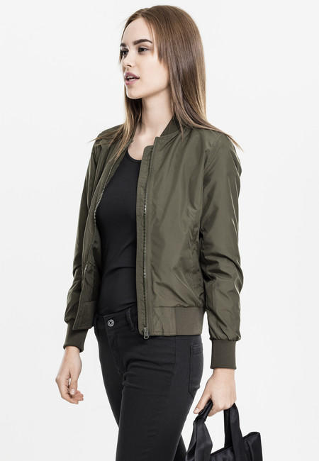 Urban Classics ženska light bomber jakna, maslinasto zelena