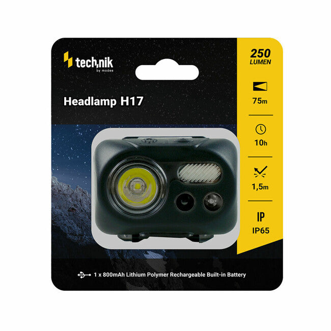 Technik naglavna svjetiljka LED CREE L2 Micro-USB s gumiranom površinom, crveno svjetlo