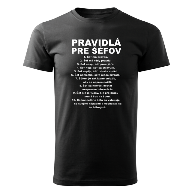 DRAGOWA kratka majica pravila za šefove 160 g/m², crna