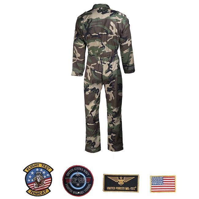 Mil-Tec Flight dječji kombinezon s našivcima overall, Woodland