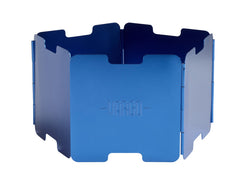 Vargo plavi aluminijski vjetrobran s postoljem za lonac za alkoholna kuhala