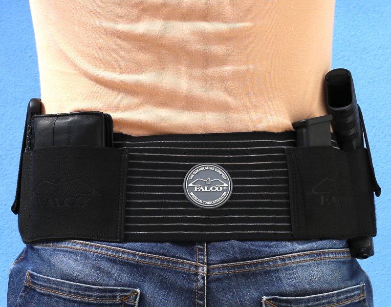 Falco B102 remen poluprozračan elastičan za skriveno nošenje oružja, crni