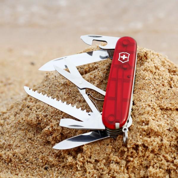 Victorinox Huntsman džepni nož 91mm, transparentan, crveni