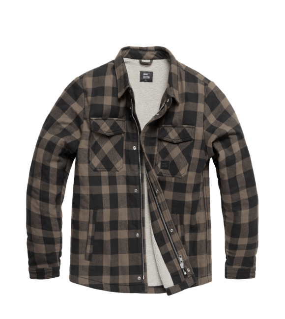 Vintage Industries Craft heavyweight sherpa jakna, siva karirana