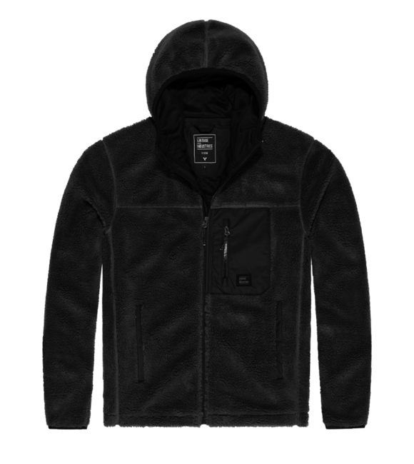 Vintage Industries Dustin flis pulover lined sherpa, crni