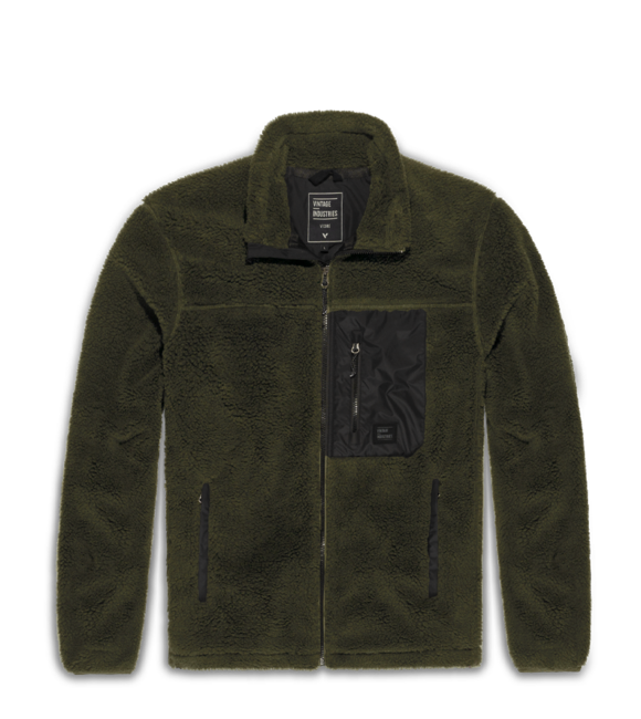 Vintage Industries Kodi flis pulover lined sherpa, tamno maslinasto zeleni