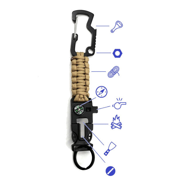 WARAGOD Laito paracord survival multifunkcionalni privjesak za ključeve 8 u 1 multifunkcionalni, zeleni
