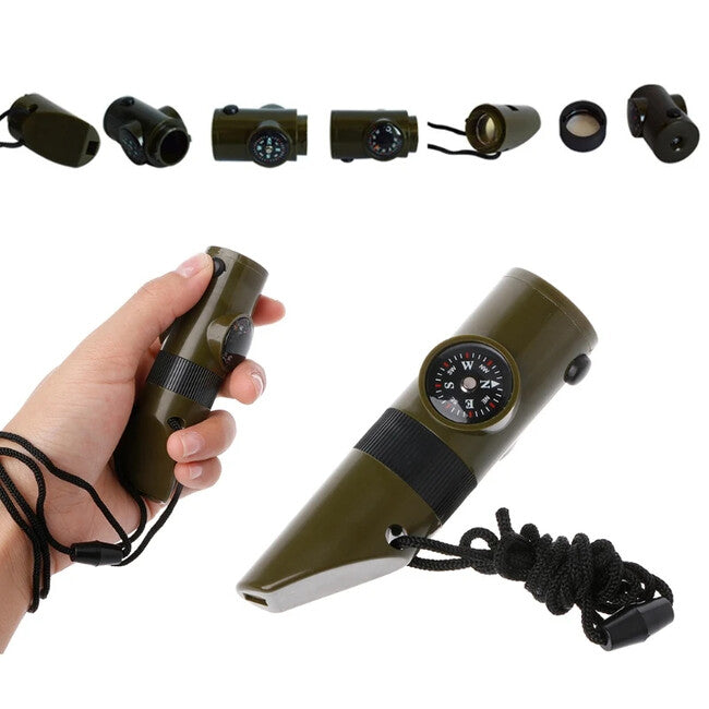 WARAGOD Echo multifunkcionalna hitna pištaljka 7u1, Army green