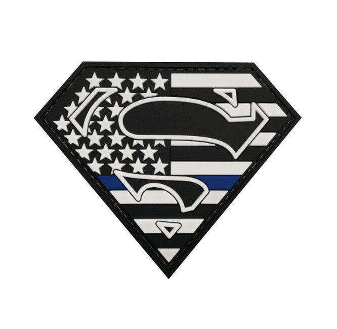 WARAGOD 3D Superman našivak 9x7,5 cm, Blue line