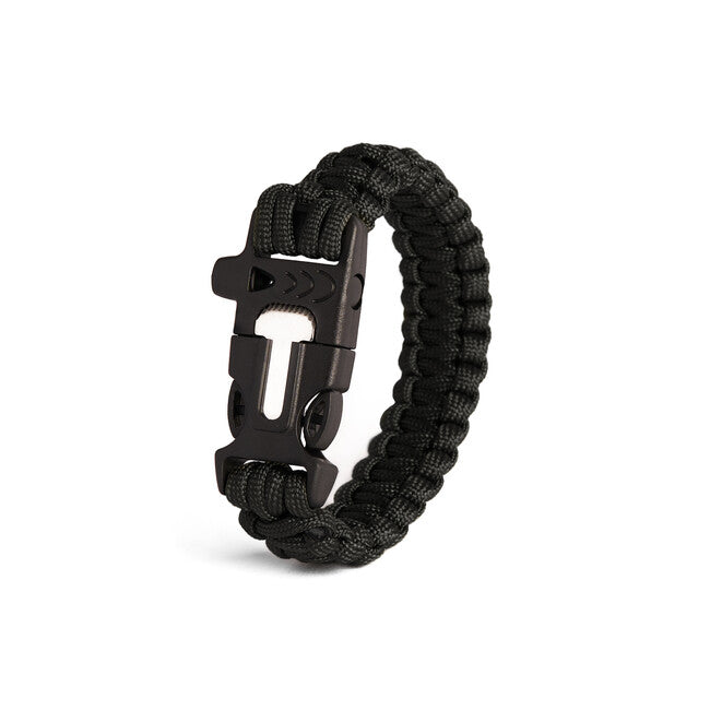 WARAGOD Bazin paracord narukvica s piskom i kresivom, crna