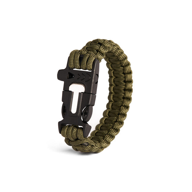 WARAGOD Bazin paracord narukvica s piskom i kresivom, zelena