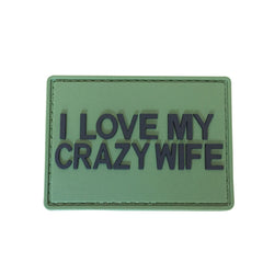 WARAGOD I love my crazy wife PVC našivak, zeleni