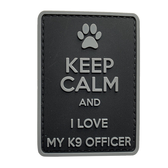 WARAGOD Keep Calm and I love my K9 PVC našivak, crno-sivi