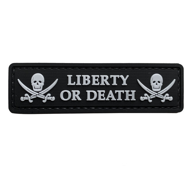 WARAGOD Liberty or Death PVC našivak, crno-bijeli