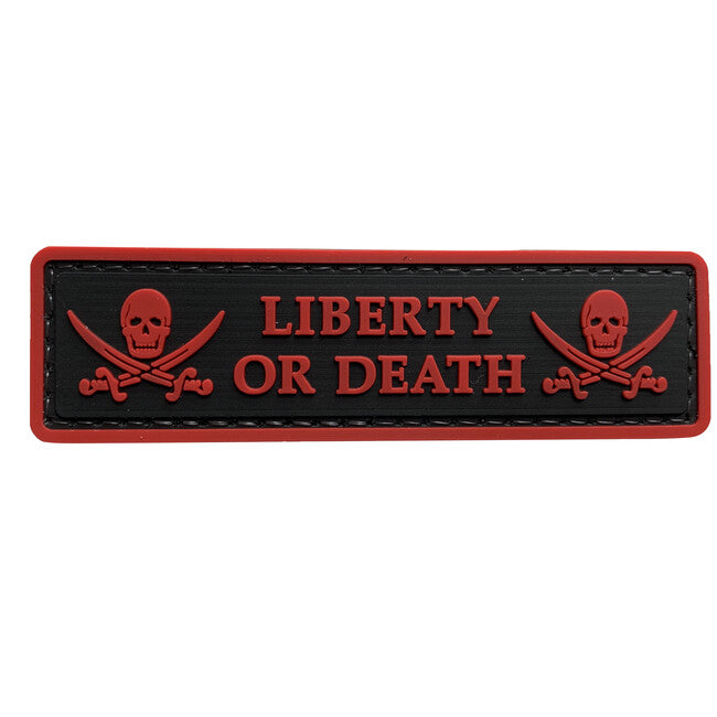 WARAGOD Liberty or Death PVC našivak, crno-crveni