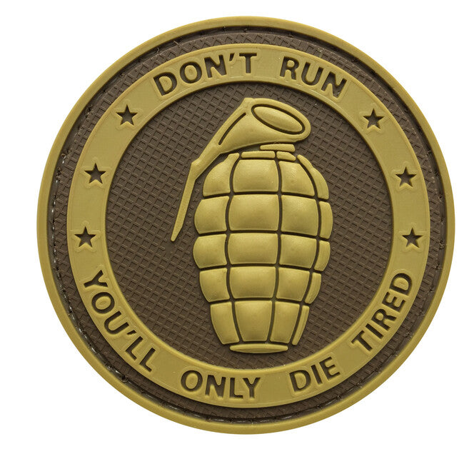 WARAGOD 3D Don't Run, You'll only Die Tired Grenade našivak coyote, 6cm