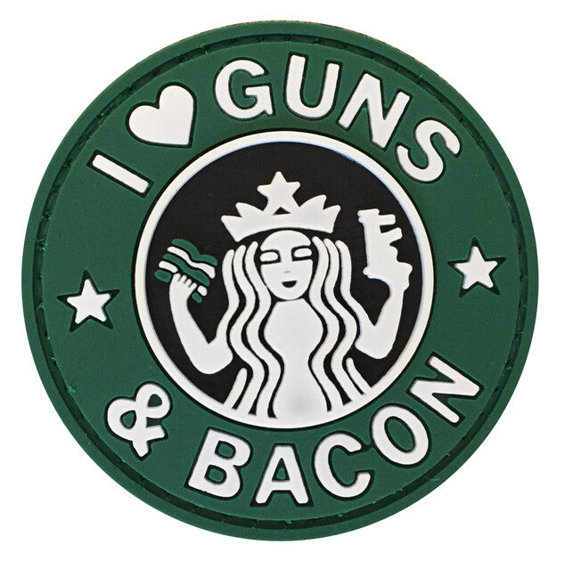 WARAGOD 3D našivak I Love Guns and Bacon 6cm