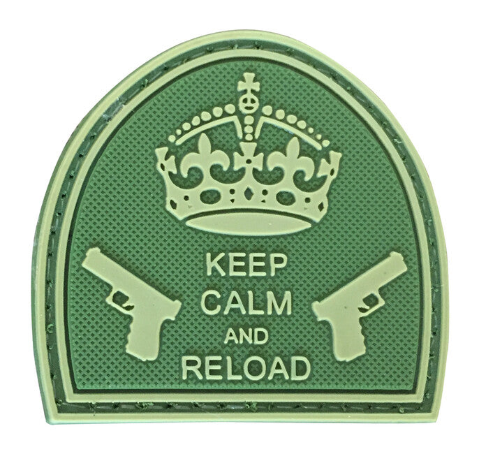 WARAGOD Keep Calm and Reload 3D našivak, maslinasto zeleni 5cm
