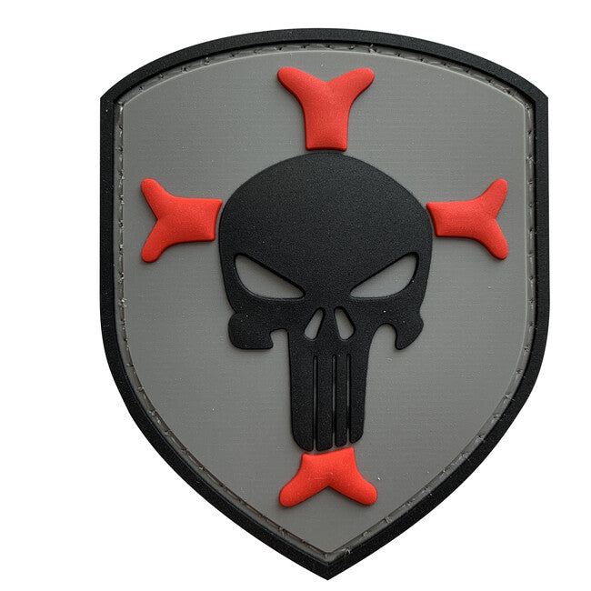 WARAGOD 3D Knights Templar Cross Crusaders with Punisher našivak 7.5x6cm