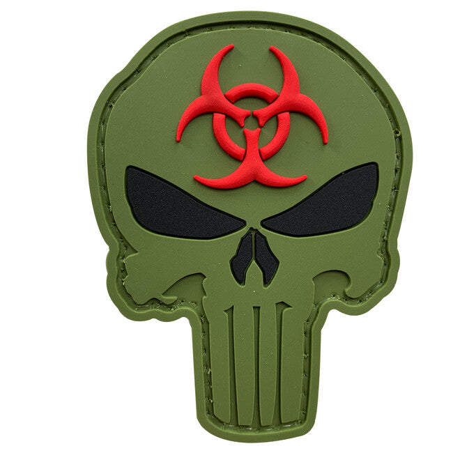 WARAGOD Našivak 3D Punisher Biohazard, OD Green, 7.5x5.6cm