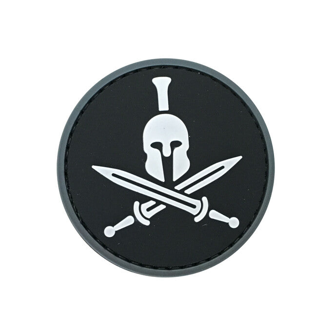 WARAGOD 3D Round Spartan Molon Labe našivak 6cm, crni